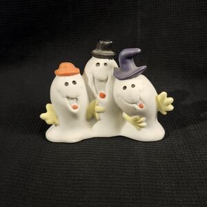 Vintage Pacific Rim Ceramic Ghost Pumpkin Trio Figurine Tealight Halloween Decor